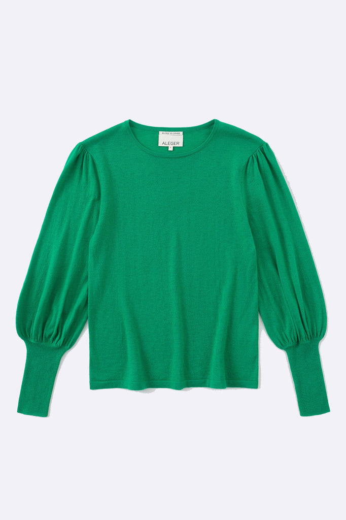 N.33 CASHMERE BLEND BELL SLEEVE CREW | KELLY GREEN